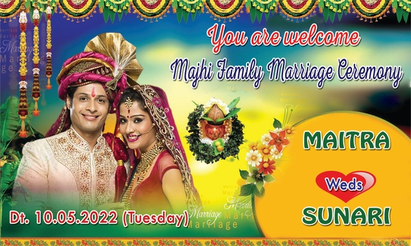 thumbnail Indian Wedding Flex Banner Template PSD File Download - Marriage Flex Banner Design